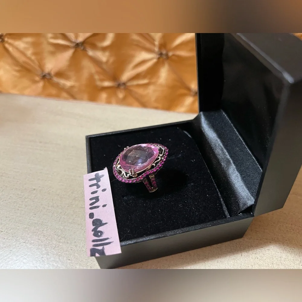Affinity Gems Kunzite & Pink Sapphire Teardrop Ring, Sterling Silver NWT - Picture 4 of 9